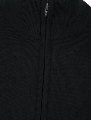 Scattering Zip Through Funnel Neck Knitted Cardigan in Black - Kensington Eastside