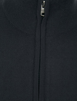 Scattering Zip Through Funnel Neck Knitted Cardigan in Charcoal - Kensington Eastside