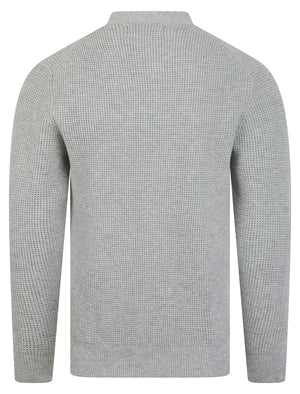 Chau Waffle Knit V-Neck Button Down Cardigan in Light Silver Marl - Kensington Eastside