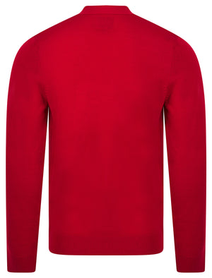 Men's Osier 2 Christmas Tree Pattern Novelty Knitted Christmas Cardigan in George Red - Merry Christmas