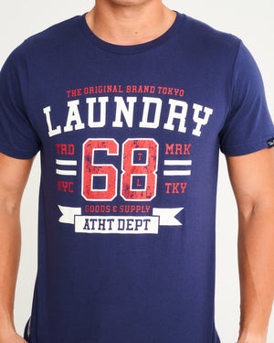 Squad Motif Cotton Jersey T-Shirt in Medieval Blue - Tokyo Laundry