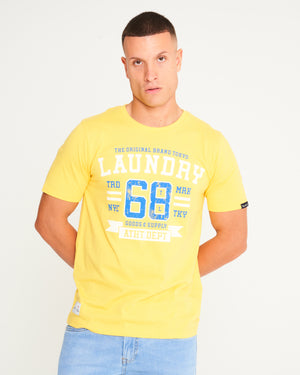 Squad Motif Cotton Jersey T-Shirt in Mimosa Yellow - Tokyo Laundry