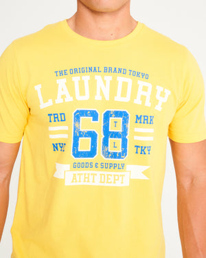 Squad Motif Cotton Jersey T-Shirt in Mimosa Yellow - Tokyo Laundry