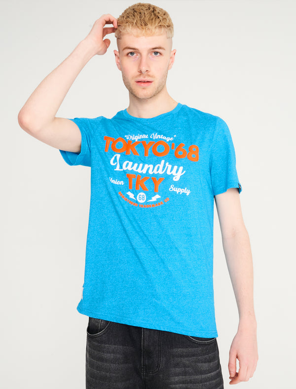 Watcher Motif Cotton Jersey Grindle T-Shirt in Sea - Tokyo Laundry