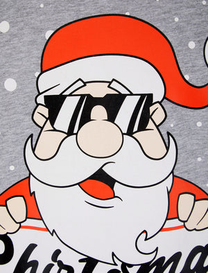 Men's Xmas Vibes Motif Novelty Cotton Christmas T-Shirt in Light Grey Marl - Merry Christmas
