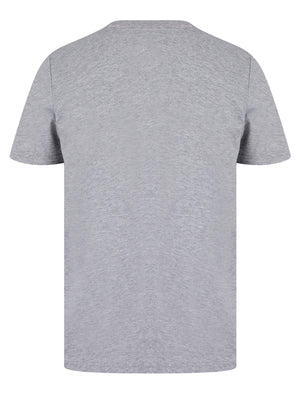Men's Xmas Vibes Motif Novelty Cotton Christmas T-Shirt in Light Grey Marl - Merry Christmas