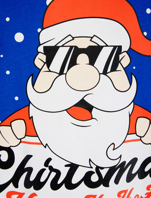 Men's Xmas Vibes Motif Novelty Cotton Christmas T-Shirt in Turkish Sea - Merry Christmas