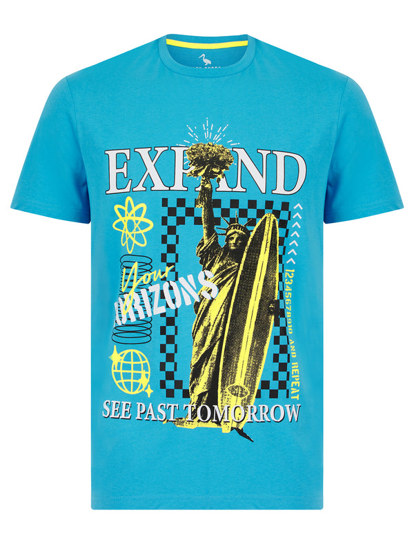 Horizons Motif Cotton Jersey T-Shirt in Swim Cap - South Shore