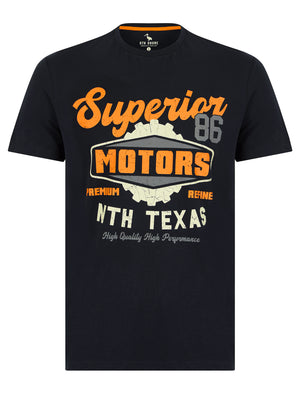 Nth Texas Motif Cotton Jersey T-Shirt in Sky Captain Navy - South Shore