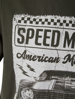 Speed Machine Motif Cotton Jersey T-Shirt in Gun Metal - South Shore