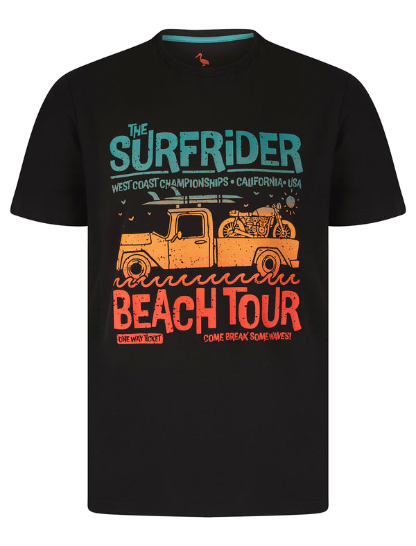 Surfer Van Motif Cotton Jersey T-Shirt in Jet Black - South Shore