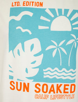 Sun Soaked Motif Cotton Jersey T-Shirt in Marshmallow White - South Shore