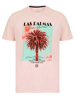 Las Palmas Motif Cotton Jersey T-Shirt in Barely Pink - South Shore