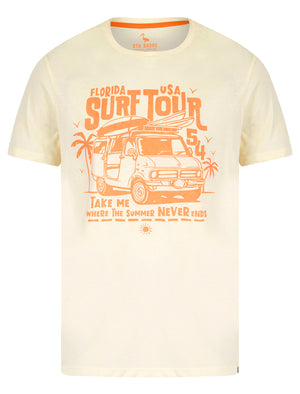 Surf Tour Motif Cotton Jersey T-Shirt in Marshmallow White - South Shore