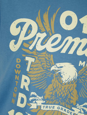 Premium Eagle Motif Cotton Jersey T-Shirt in Blue Heaven - South Shore