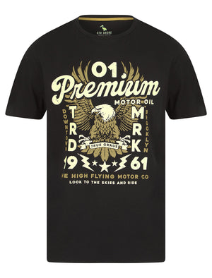 Premium Eagle Motif Cotton Jersey T-Shirt in Jet Black - South Shore