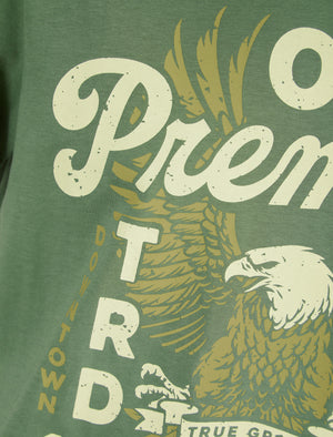 Premium Eagle Motif Cotton Jersey T-Shirt in Sea Spray Green - South Shore