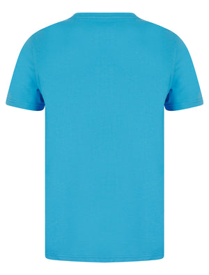 Palm Beach 2 Motif Cotton Jersey T-Shirt in Malibu Blue - South Shore