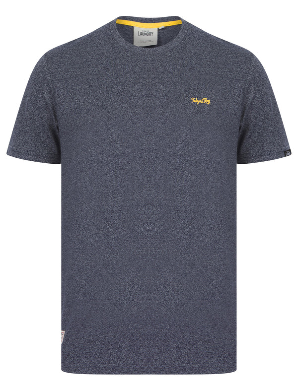 Leon 2 Grindle Crew Neck T-Shirt in Navy Grindle - Tokyo Laundry
