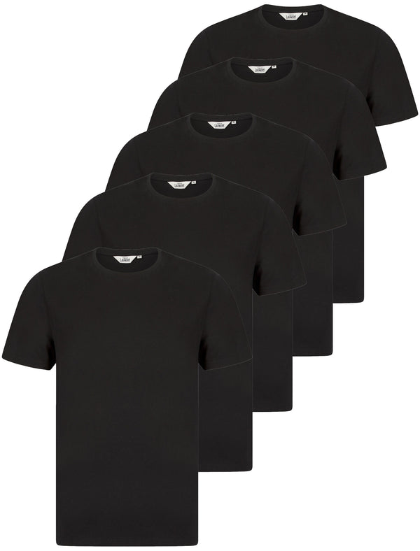 Spectre (5 Pack) Crew Neck Cotton T-Shirts in Jet Black - Tokyo Laundry