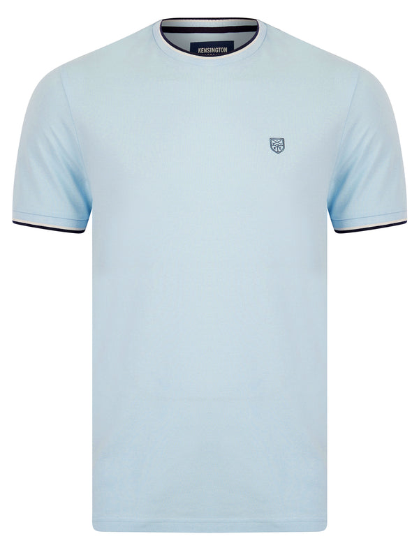 Westmoor Cotton Jersey Crew Neck Ringer T-Shirt in Cashmere Blue - Kensington Eastside