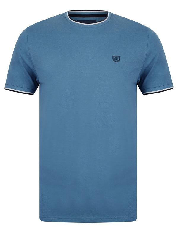 Westmoor Cotton Jersey Crew Neck Ringer T-Shirt in Copen Blue - Kensington Eastside