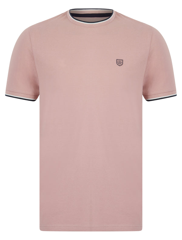 Westmoor Cotton Jersey Crew Neck Ringer T-Shirt in Deauville Mauve - Kensington Eastside