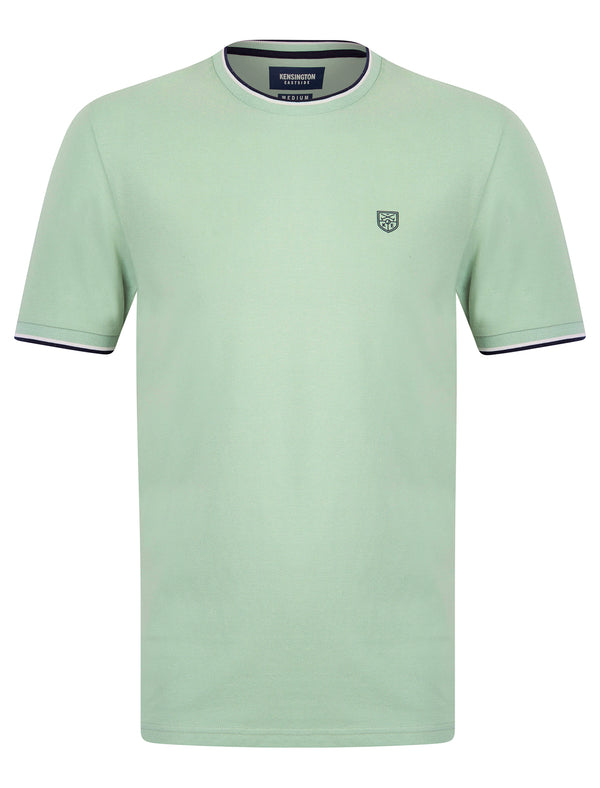 Westmoor Cotton Jersey Crew Neck Ringer T-Shirt in Jadeite Green - Kensington Eastside
