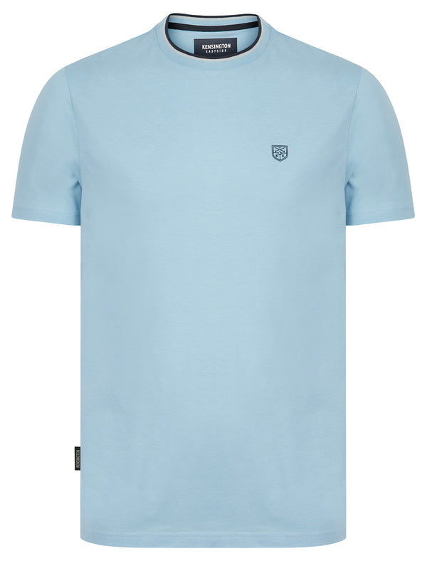 Westport Cotton Jersey Crew Neck Ringer T-Shirt in Cashmere Blue - Kensington Eastside