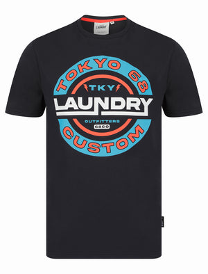 Tremper Motif Cotton Jersey T-Shirt in Sky Captain Navy - Tokyo Laundry