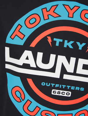 Tremper Motif Cotton Jersey T-Shirt in Sky Captain Navy - Tokyo Laundry