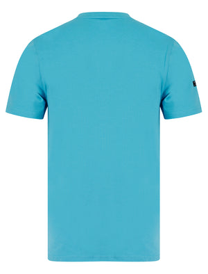 Crossing Motif Cotton Jersey T-Shirt in Aquarius Blue - Tokyo Laundry