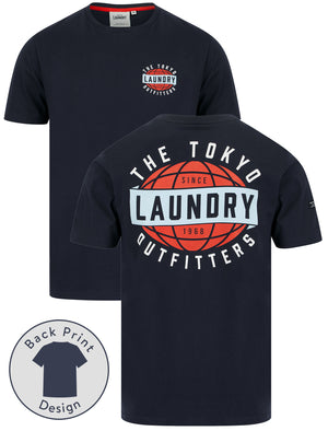 Midi Motif Cotton Jersey T-Shirt in Maritime Blue - Tokyo Laundry
