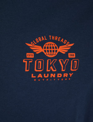 Logger Motif Cotton Jersey T-Shirt in Insignia Blue - Tokyo Laundry