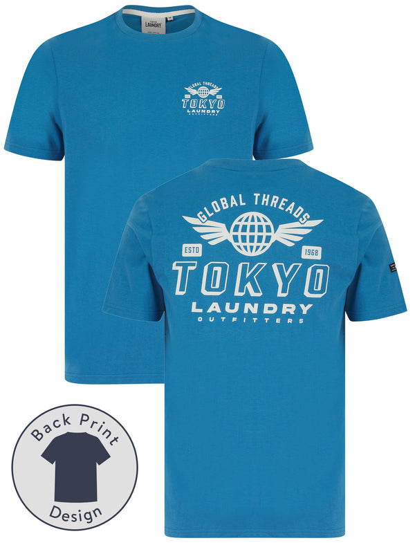 Logger Motif Cotton Jersey T-Shirt in Sea Of Belize - Tokyo Laundry