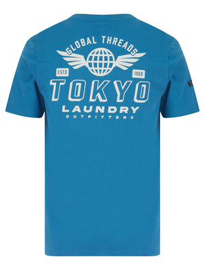 Logger Motif Cotton Jersey T-Shirt in Sea Of Belize - Tokyo Laundry