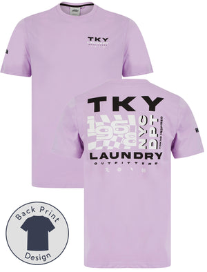 Checkmate Motif Cotton Jersey T-Shirt in Lilac Breeze - Tokyo Laundry