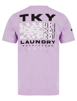 Checkmate Motif Cotton Jersey T-Shirt in Lilac Breeze - Tokyo Laundry