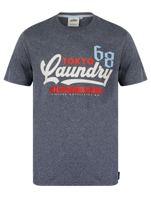 Woodlands Motif Jersey Grindle Crew-Neck T-Shirt in Maritime Blue - Tokyo Laundry
