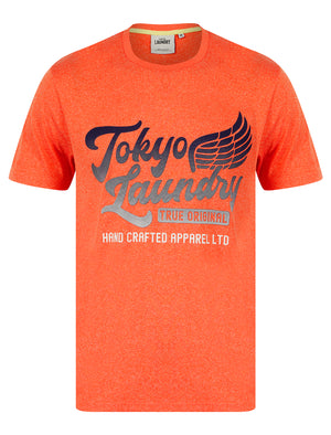 Winger Motif Jersey Grindle Crew-Neck T-Shirt in Puffin'S Bill Orange - Tokyo Laundry