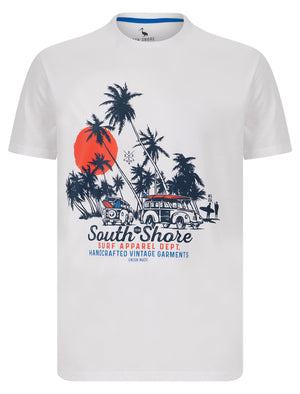 Straban Motif Cotton Jersey T-Shirt in Bright White - South Shore