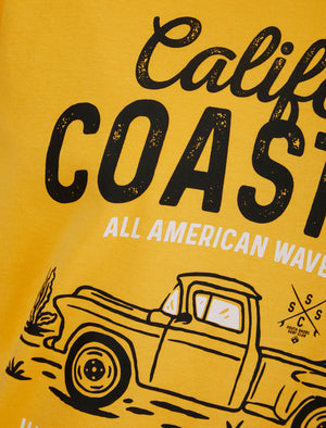 Ballycastle Motif Cotton Jersey T-Shirt in Golden Cream - South Shore