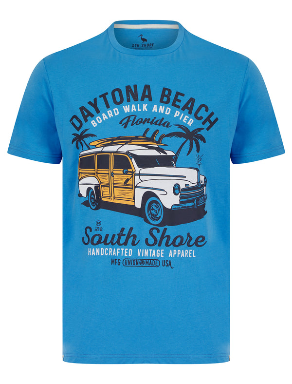 Belfast Motif Cotton Jersey T-Shirt in Azure Blue - South Shore