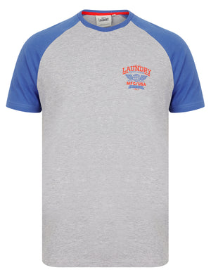 Makita Baseball Style Raglan Sleeve Cotton Jersey Crew Neck T-Shirt in Dazzling Blue - Tokyo Laundry