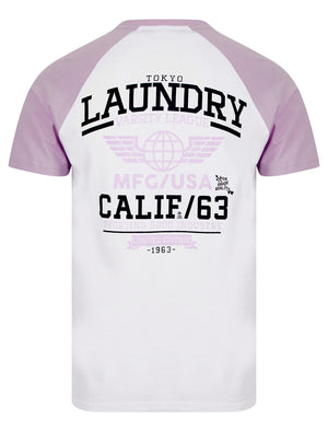 Makita Baseball Style Raglan Sleeve Cotton Jersey Crew Neck T-Shirt in Lilac Breeze - Tokyo Laundry