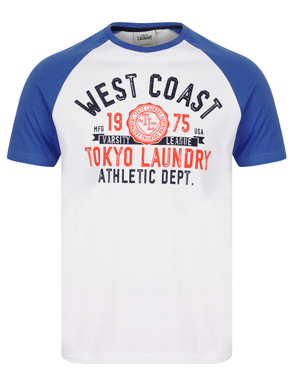 Dewalt Baseball Style Raglan Sleeve Cotton Jersey Crew Neck T-Shirt in Dazzling Blue - Tokyo Laundry