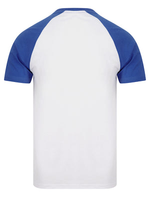 Dewalt Baseball Style Raglan Sleeve Cotton Jersey Crew Neck T-Shirt in Dazzling Blue - Tokyo Laundry