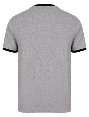 Ryobi Motif Jersey Grindle Crew-Neck Ringer T-Shirt in Light Grey Marl - Tokyo Laundry