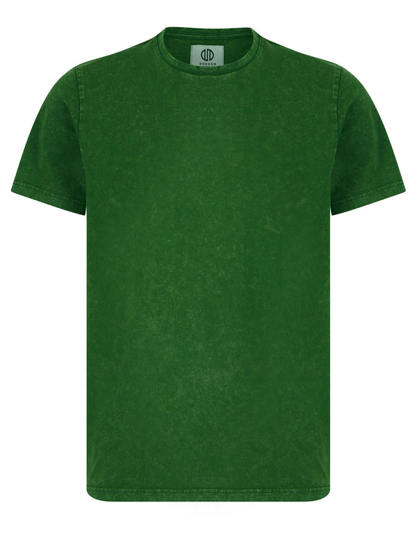 Celadon Acid Wash Cotton Jersey Crew Neck T-Shirt in Greener Pastures - Nordam