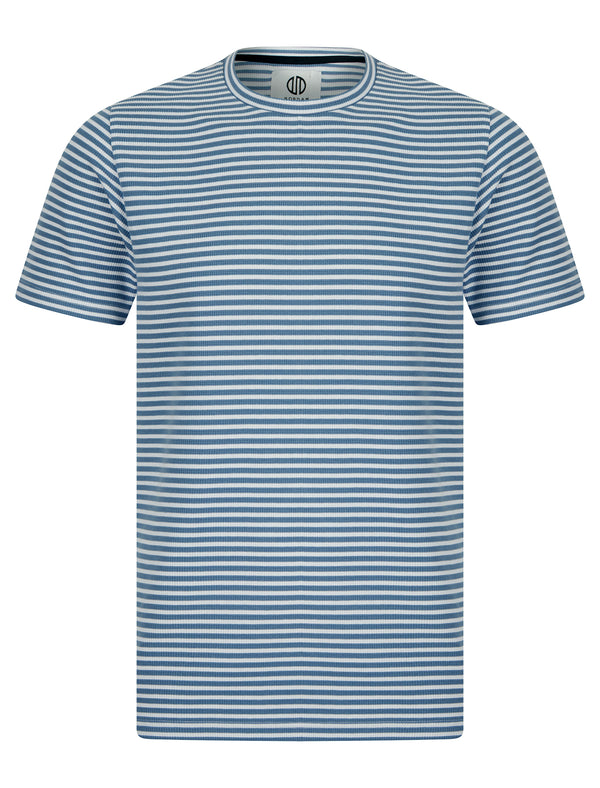 Alscot Breton Stripe Stretch Cotton Crew Neck T-Shirt in Blue / White - Nordam